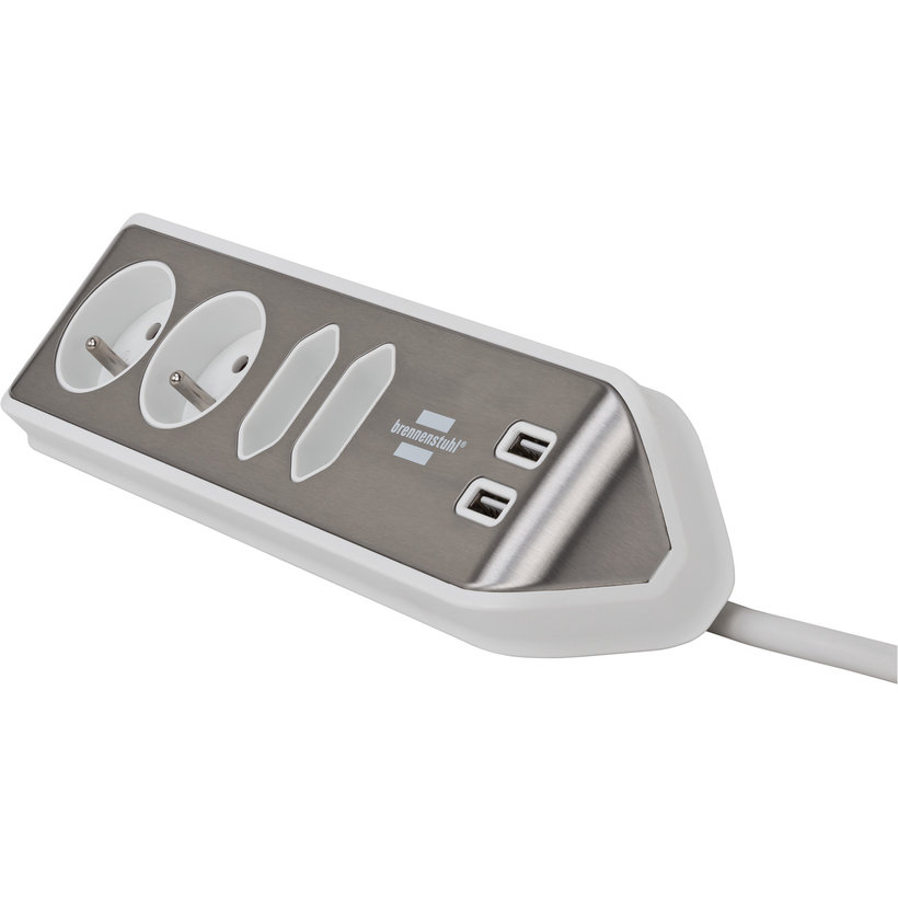 Rohový prodlužovací kabel 4zásuvkový 2 m stříbrný