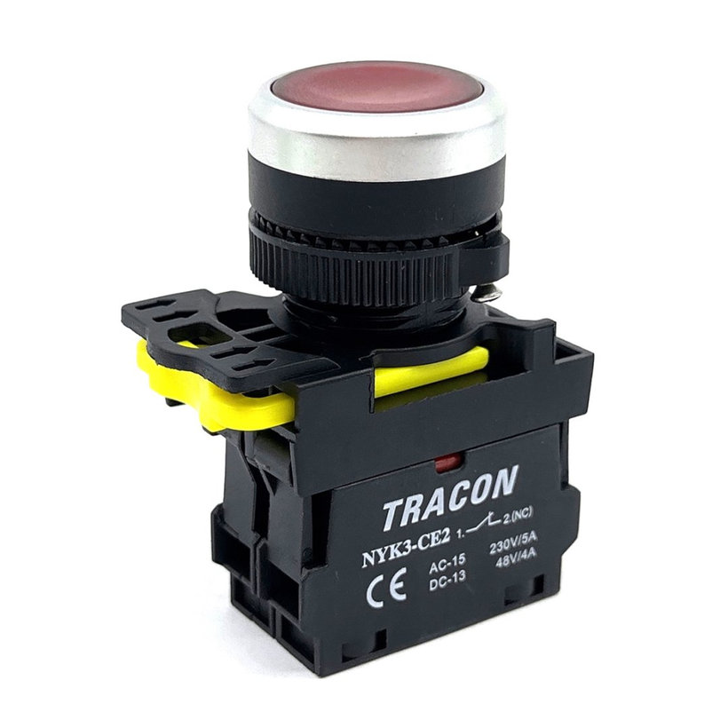 Tlačítkový spínač podsvícený červený