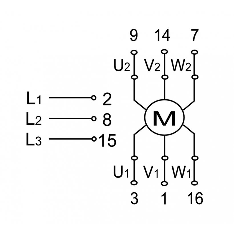 Vačkový přepínač motoru hvězda-trojúhelník 32A