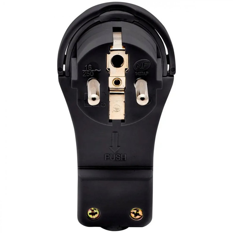 Plochá zástrčka černá se sklopným kroužkem