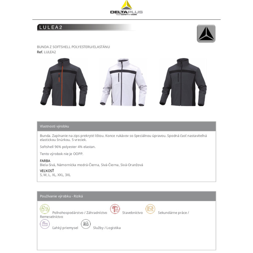 Pracovní bunda LULEA2 3XL