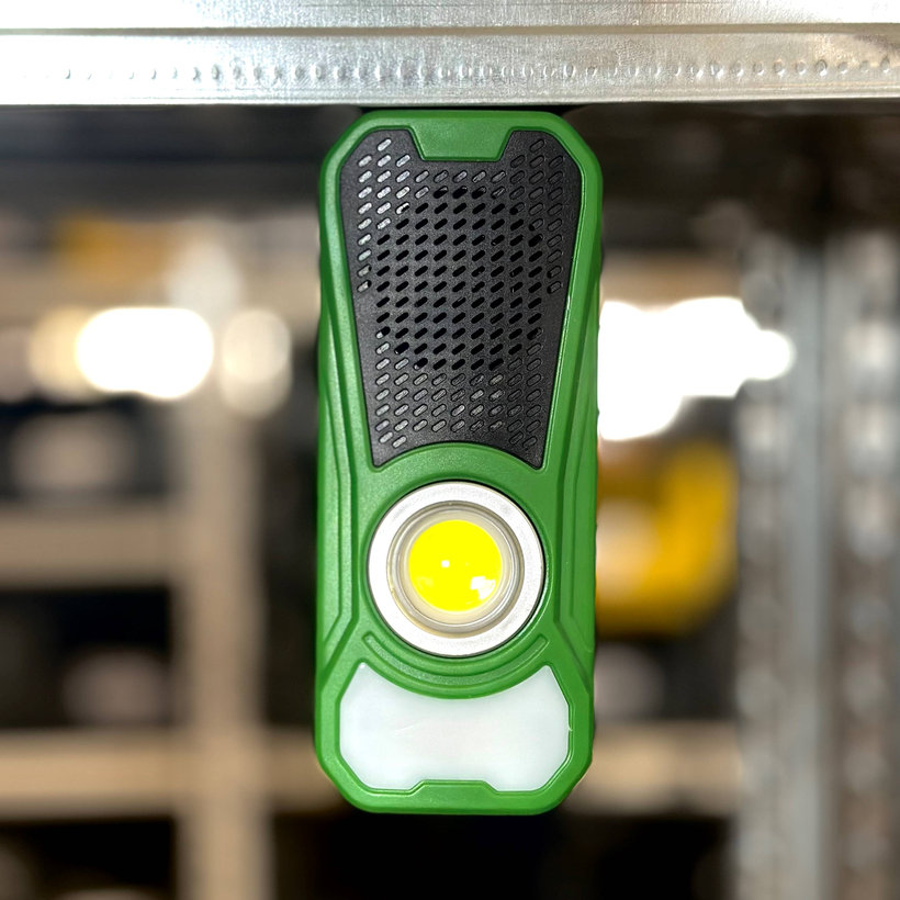 Akumulátorová ruční LED lampa s reproduktorem Bluetooth