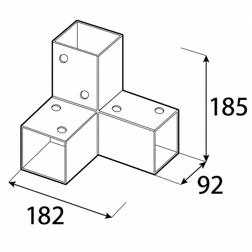 Spojka čtvercového nosníku GPY 90 černá 185x92x182 mm