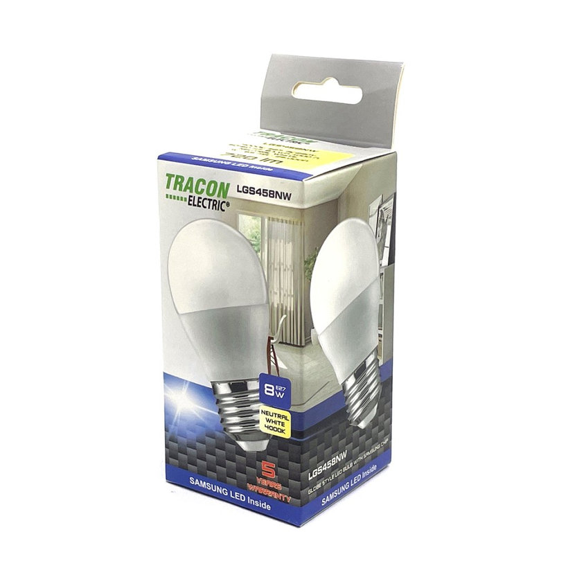 LED žárovka koule E27 8W - neutrální - s chipem