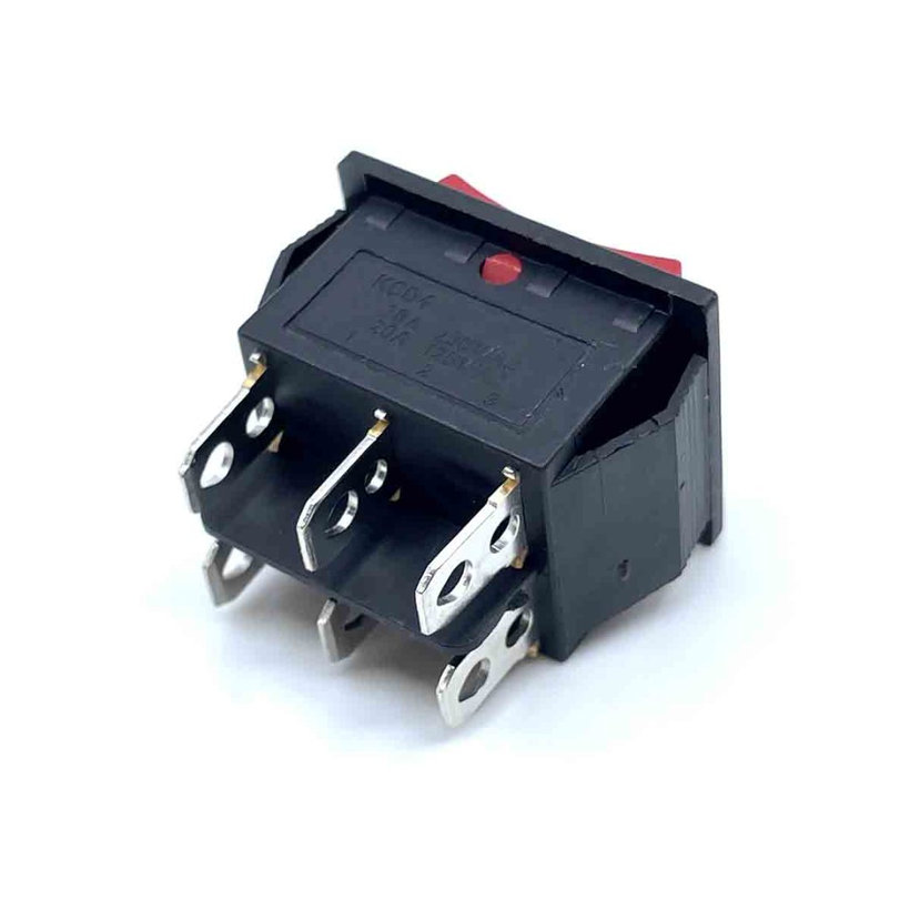 Kolébkový přepínač 3-poloh., červený, I-0-II