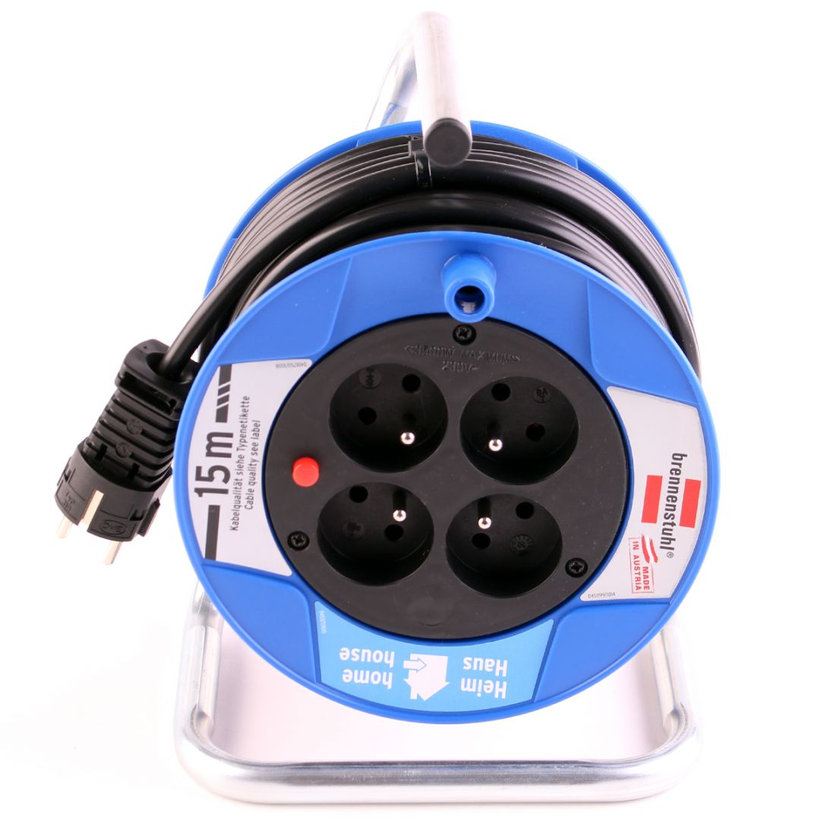 Prodlužovací kabel na bubnu, modrý 15m