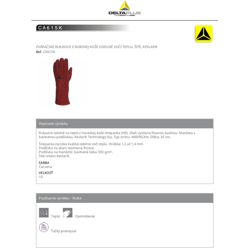 Svářečské rukavice CA615 - Kevlar 10
