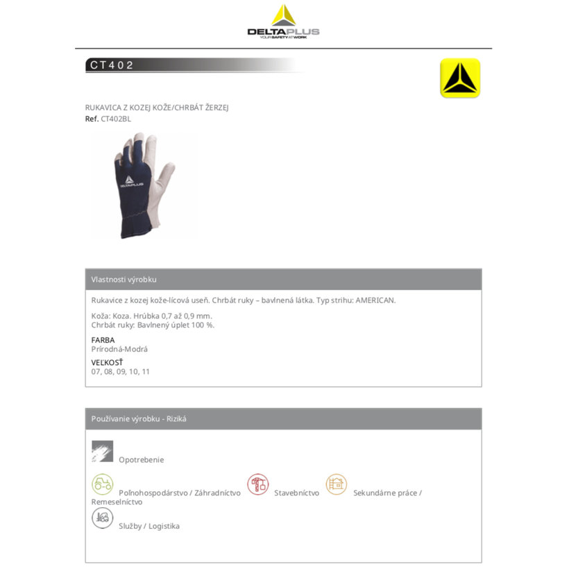 Pracovní rukavice CT402 kombinované 10