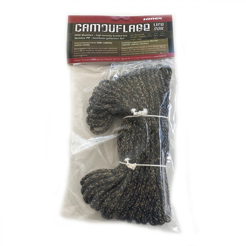 Polypropylenová šňůra pletená bez jádra CAMOUFLAGE 20m 8mm