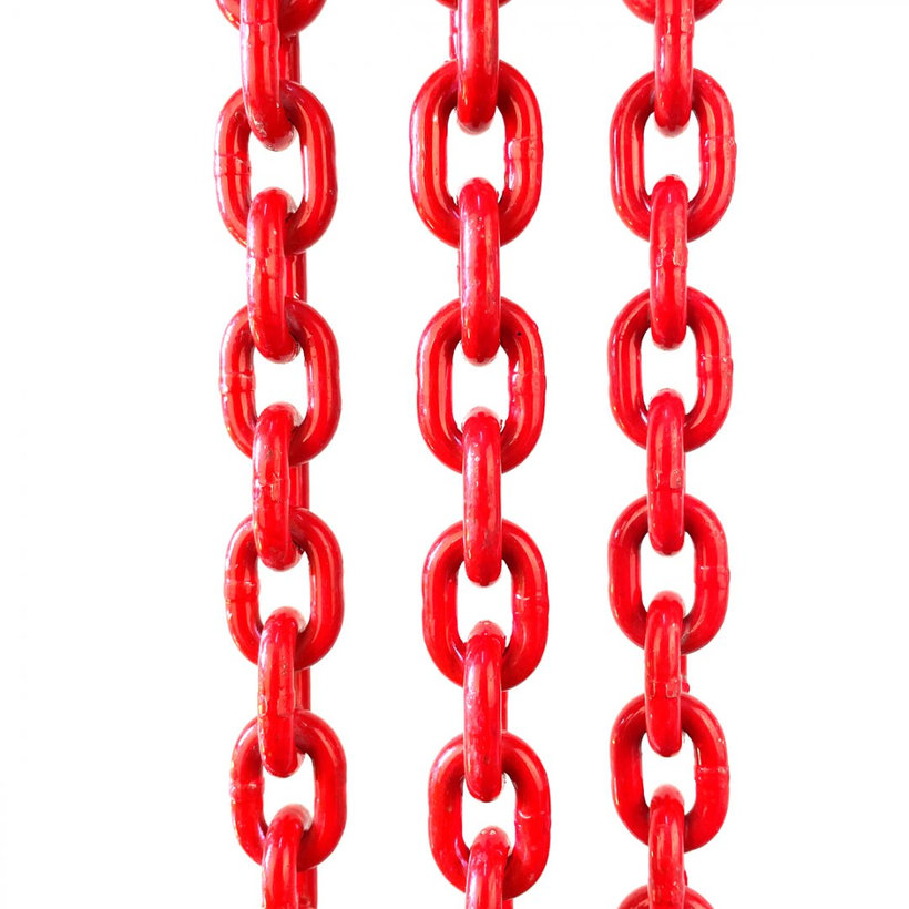 Řetězový závěs oko-3 háky tř 80 se zkracovačem (1 m, 2360/1700 kg, 6 mm, červená)