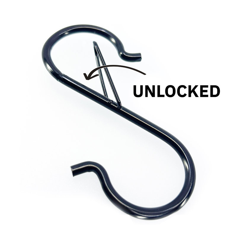 S-hák s pojistkou - černý