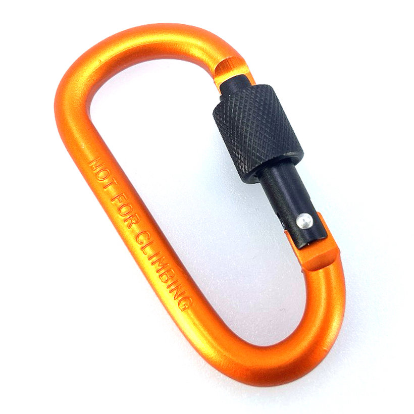 Hliníková karabina s pojistkou - oranžová