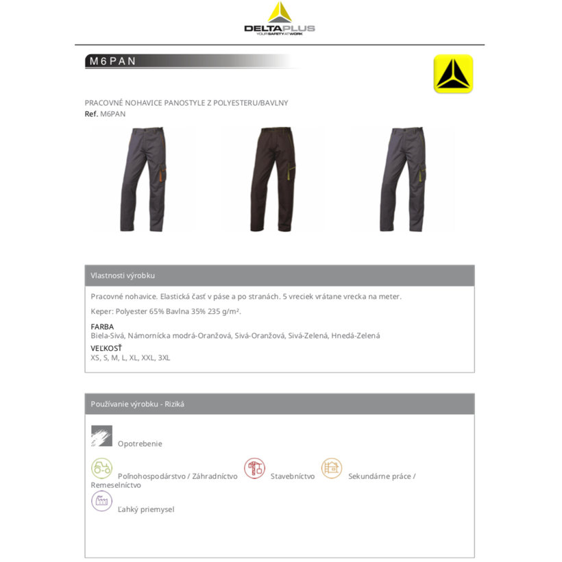Pracovní kalhoty PANOSTYLE šedá-oranžová L