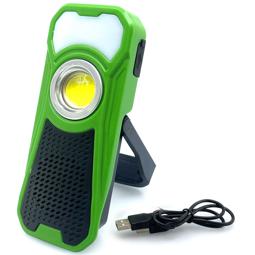 Akumulátorová ruční LED lampa s reproduktorem Bluetooth