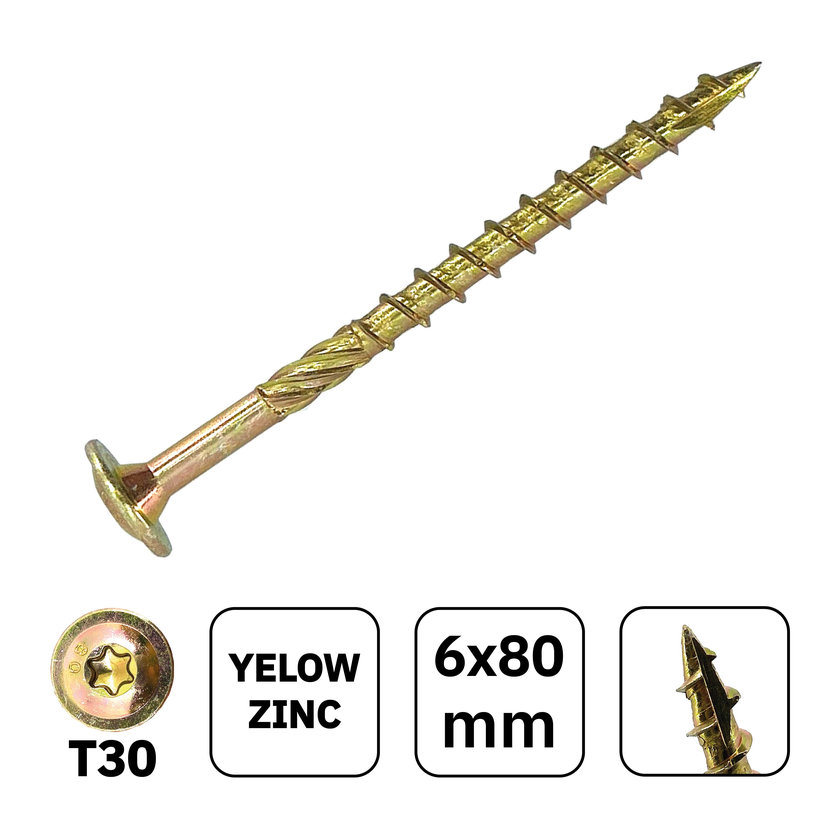 Vrut konstrukční s talířovou hlavou TX30 6x80mm