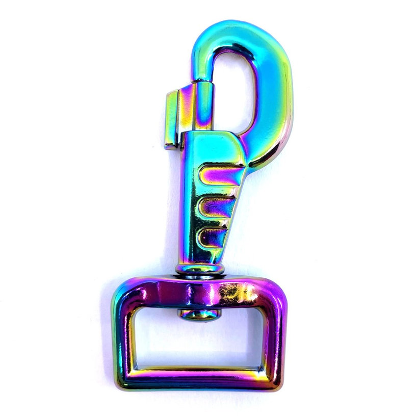 Karabina otočná s prolisem dúhová 80x25mm