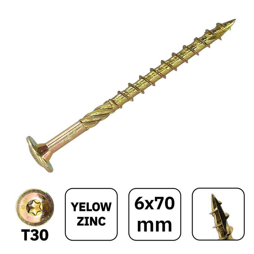 Vrut konstrukční s talířovou hlavou TX30 6x70mm