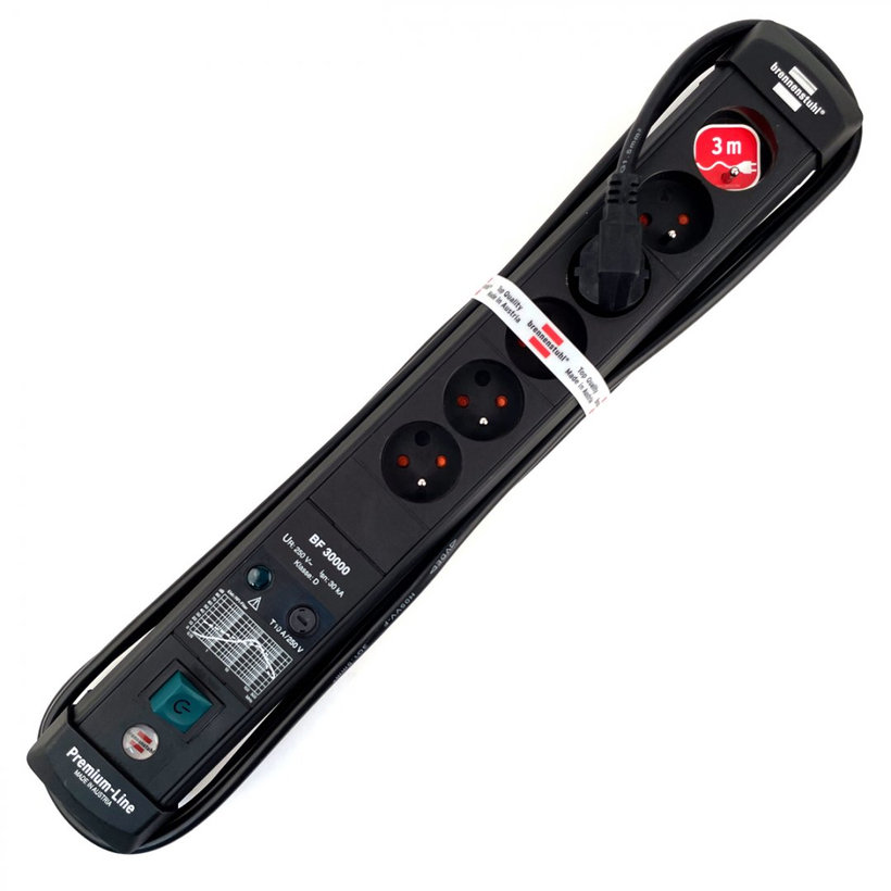 Přepěťová ochrana 6-zásuvková, černá 3m