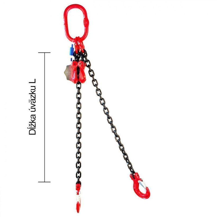 Řetězový závěs oko-2 háky tř 80 se zkracovačerm (6 m, 7500/5300 kg, 13mm)