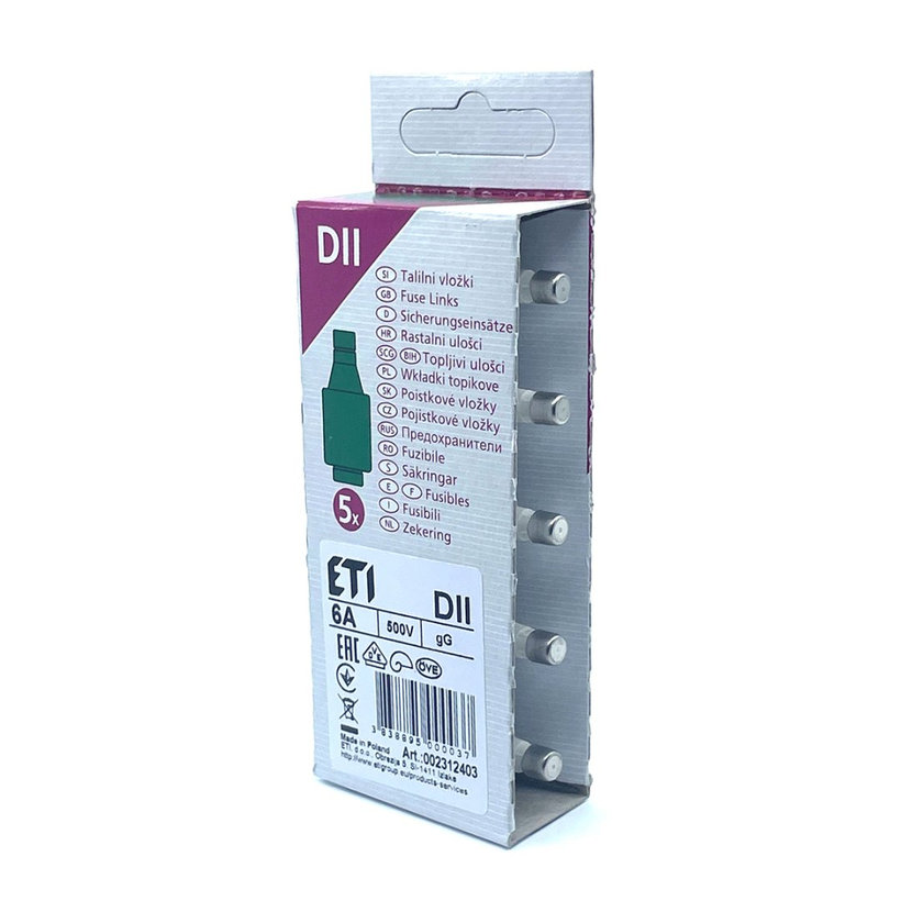 DII T 6A válcová pojistka pomalá