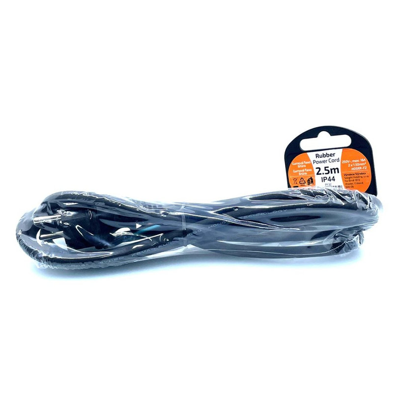 Flexo šňůra 2,5m 2x1,5 gumová černá H05RR-F2