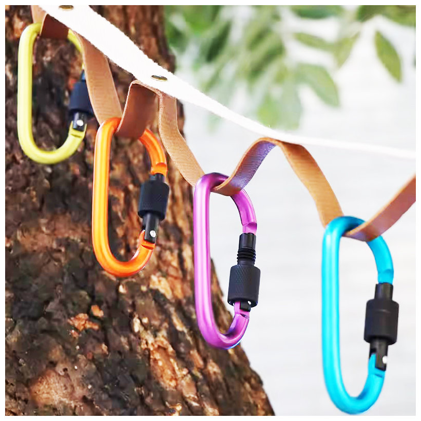 Hliníková karabina s pojistkou - oranžová