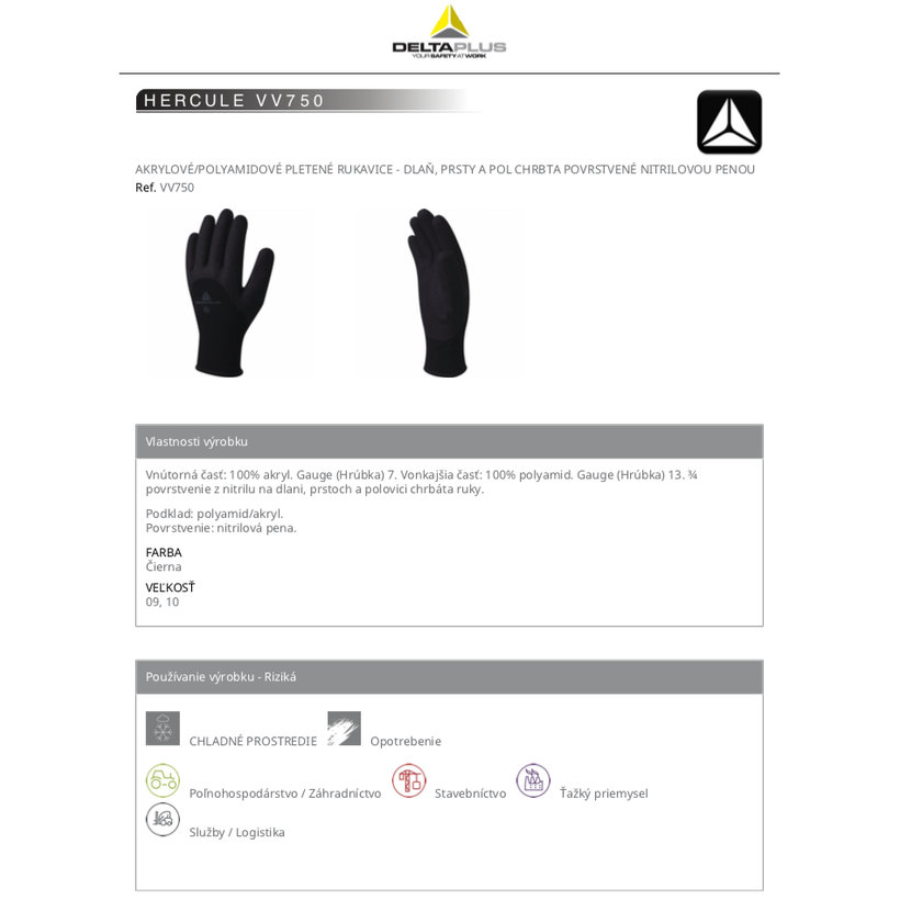 Zateplené pracovní rukavice HERCULE VV750 10