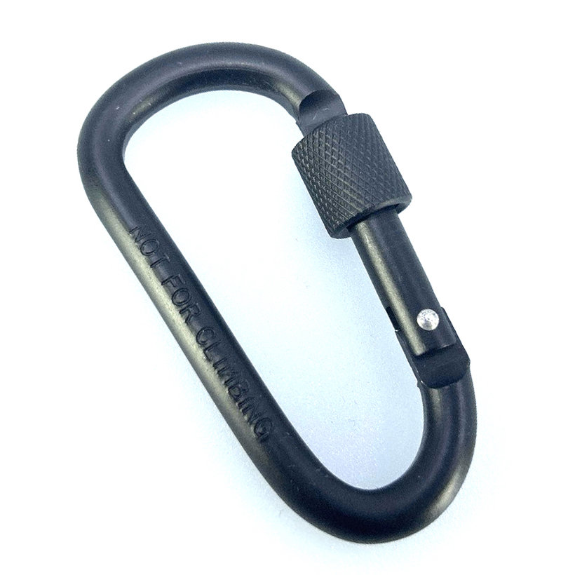 Hliníková karabina s pojistkou - černá