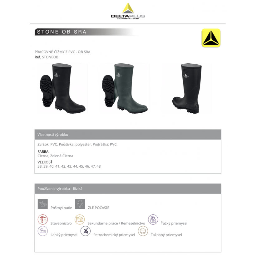 Holínky gumáky černé STONE 42