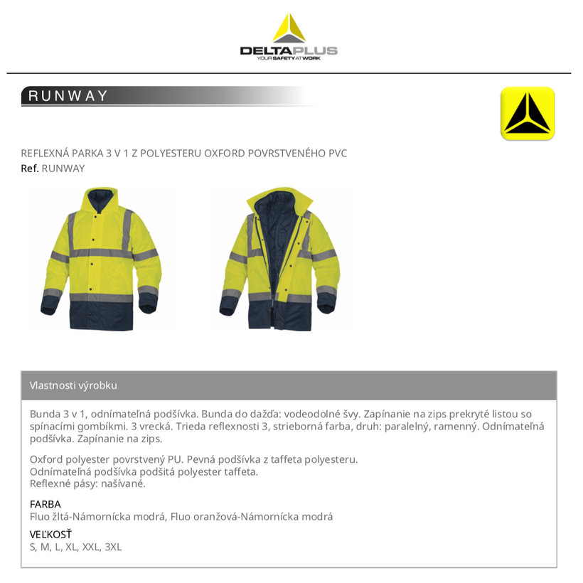 Reflexní bunda RUNWAY oranžová 3XL