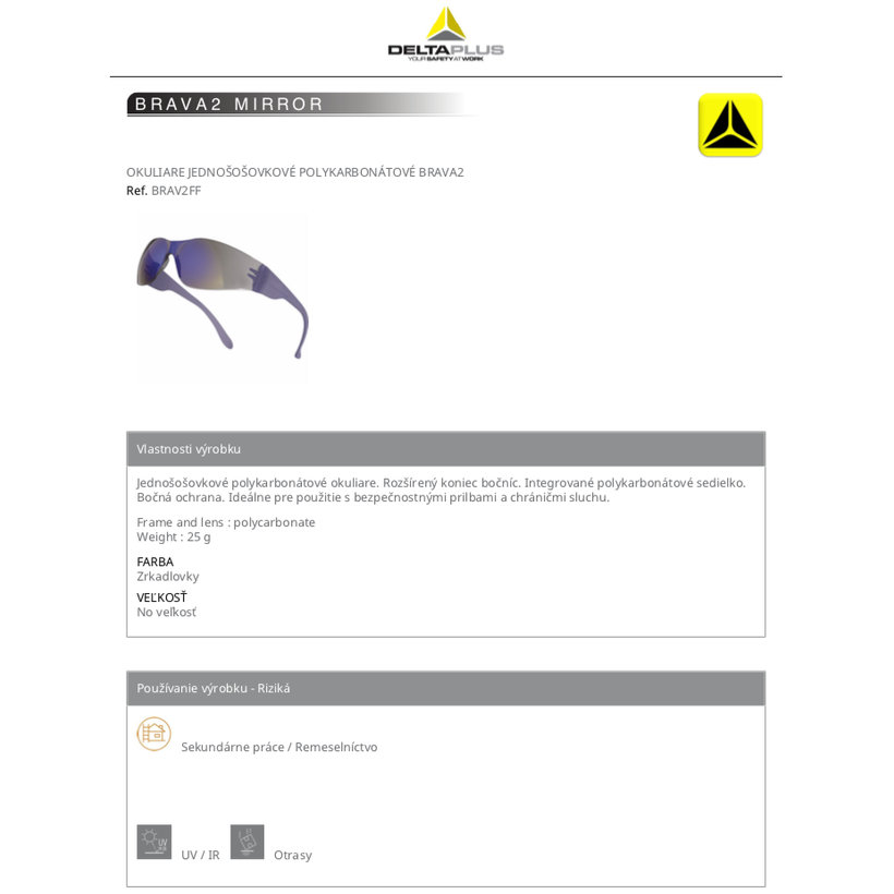 Pracovní brýle BRAVA2 žluté