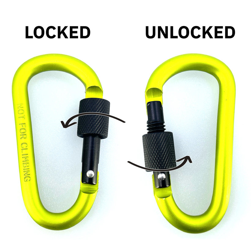 Hliníková karabina s pojistkou - zelená