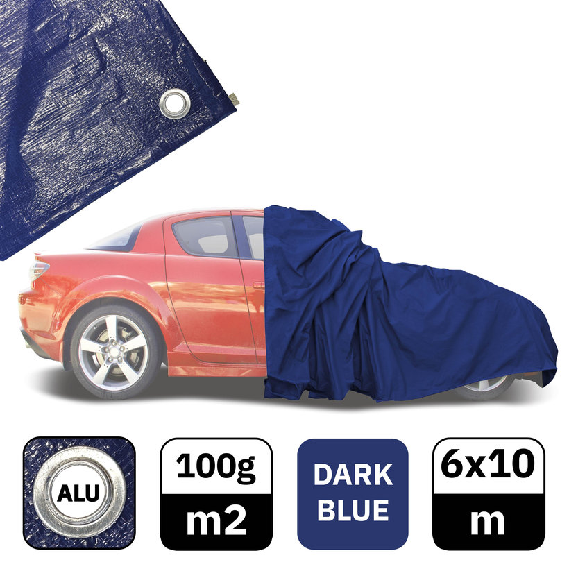 Plachta krycí 6x10m tmavě modrá 100g/m²