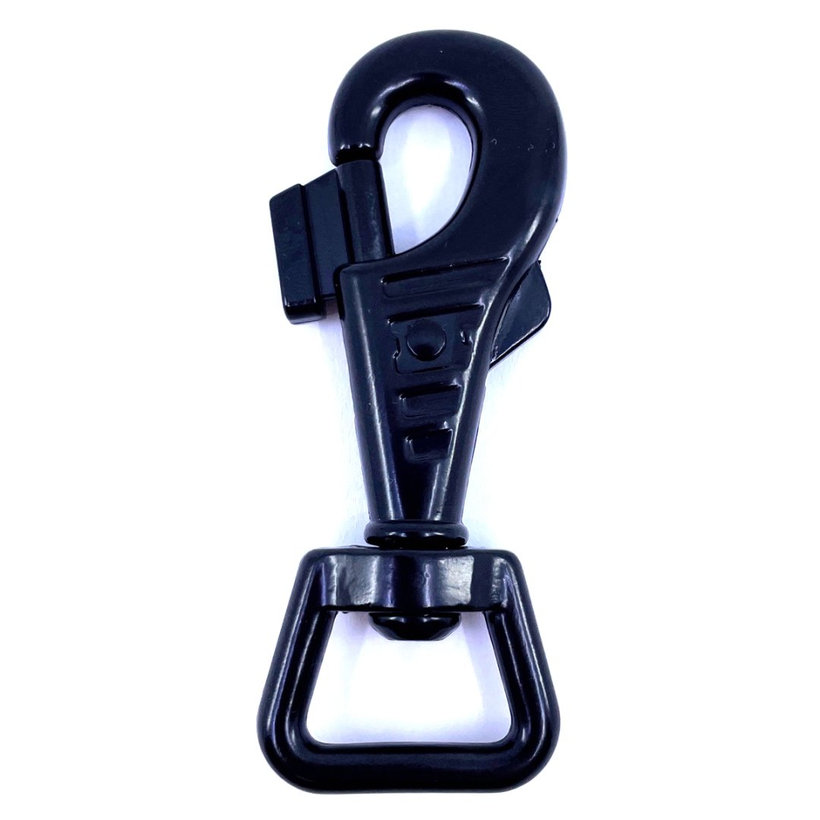 Karabina otočná s prolisem a pojistkou černá 82x20mm