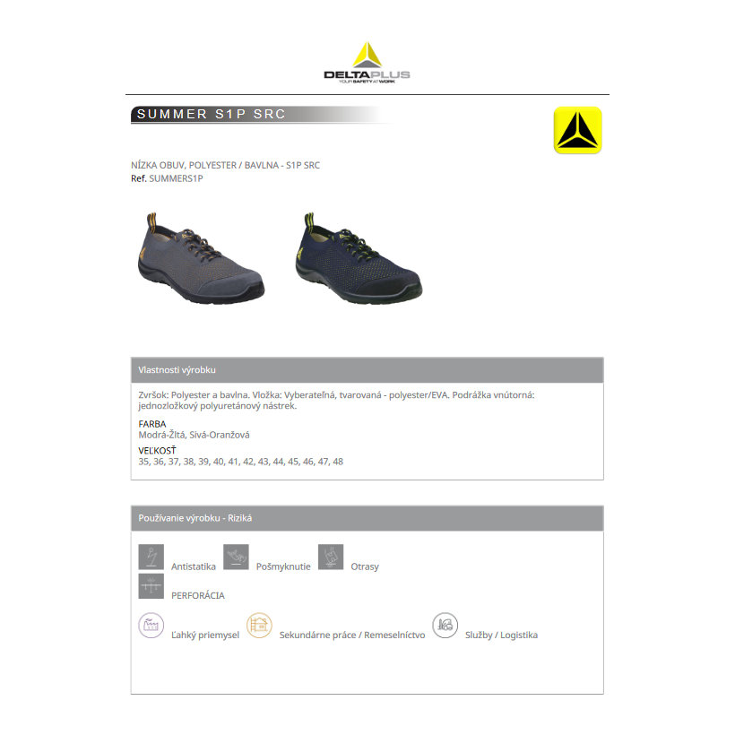 Nízká pracovní obuv SUMMER modrá 38