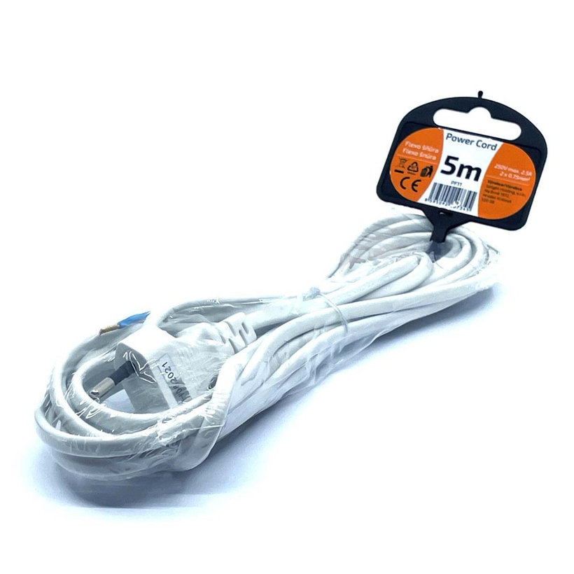 Flexo šňůra 5m 2x0,75 bílá plochá