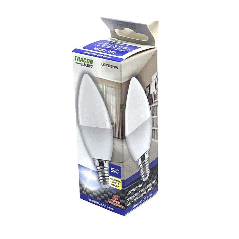 LED žárovka svíčka E14 5W - neutrální - s chipem