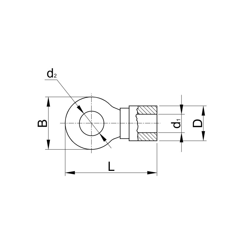 Neizolované CU kabelová oka lisovací 10mm²
