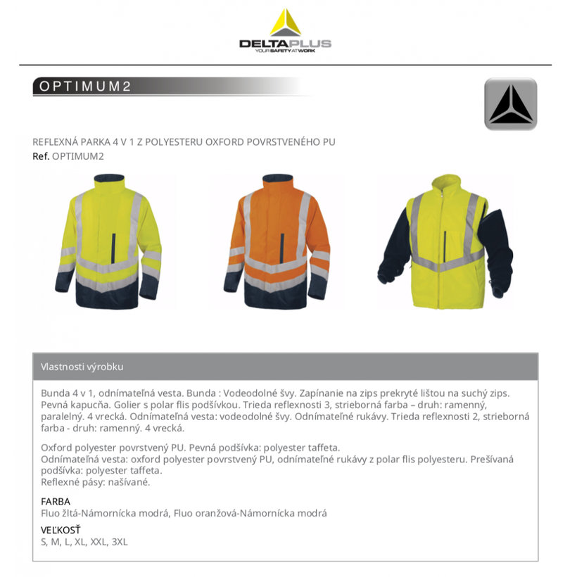 Reflexní bunda OPTIMUM2 oranžová L