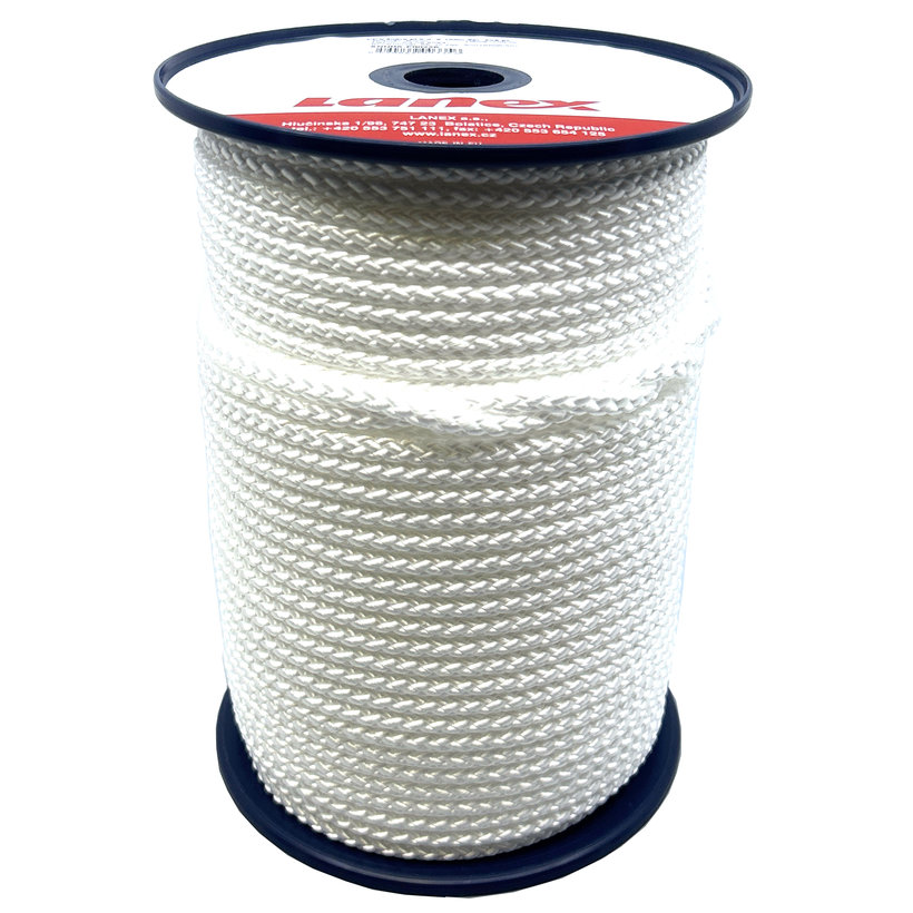 PPV šňůra splétaná bez jádra bílá 8 pr 2mm