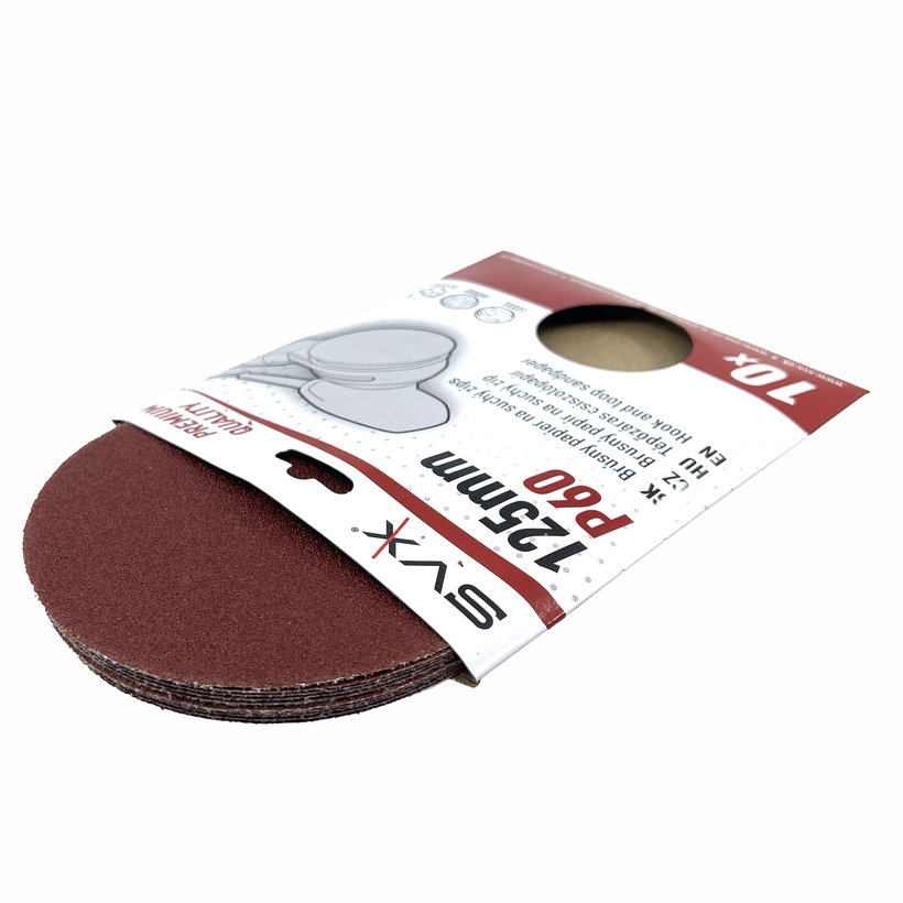 Brusný papír na suchý zip – kotouč 125 mm P60 - 10 ks