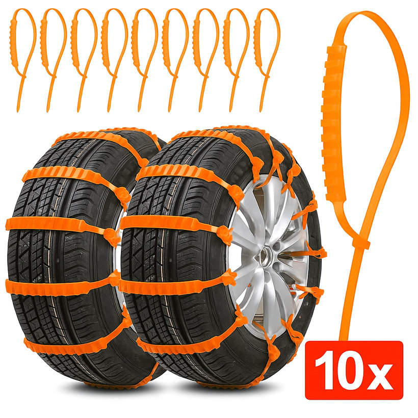 Plastové nouzové „sněhové řetězy“ na pneumatiky 12×930 mm – 10 ks