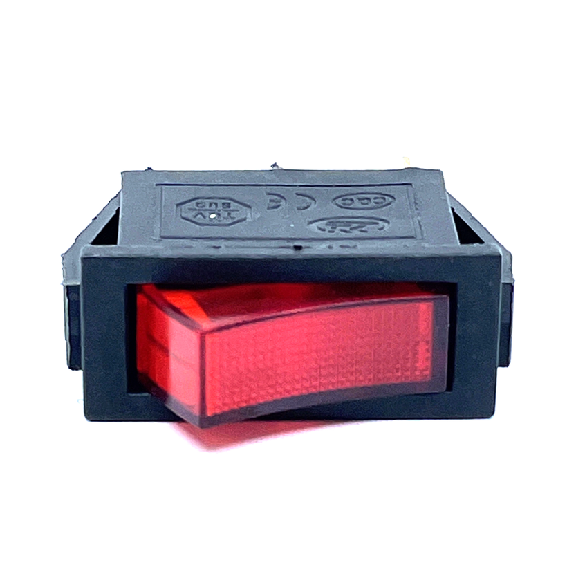 Kolébkový vypínač ON-OFF červený podsvícený, 16A, 250V