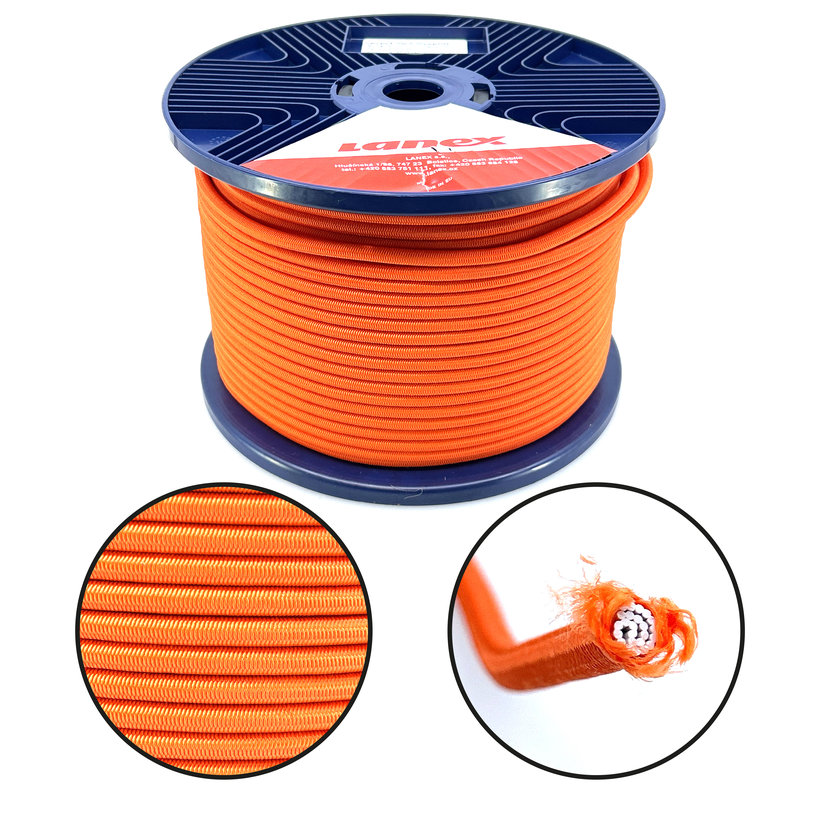 Gumolano s pryžovým jádrem oranžové PP 6mm