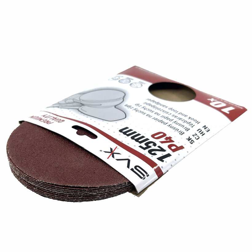 Brusný papír na suchý zip – kotouč 125 mm P40