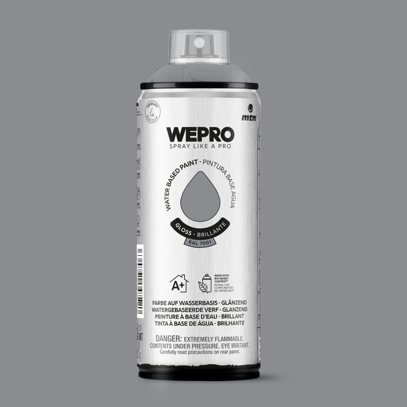 WEPRO Sprej – barva na vodní bázi, lesklá – Manchester Grey RAL 7001