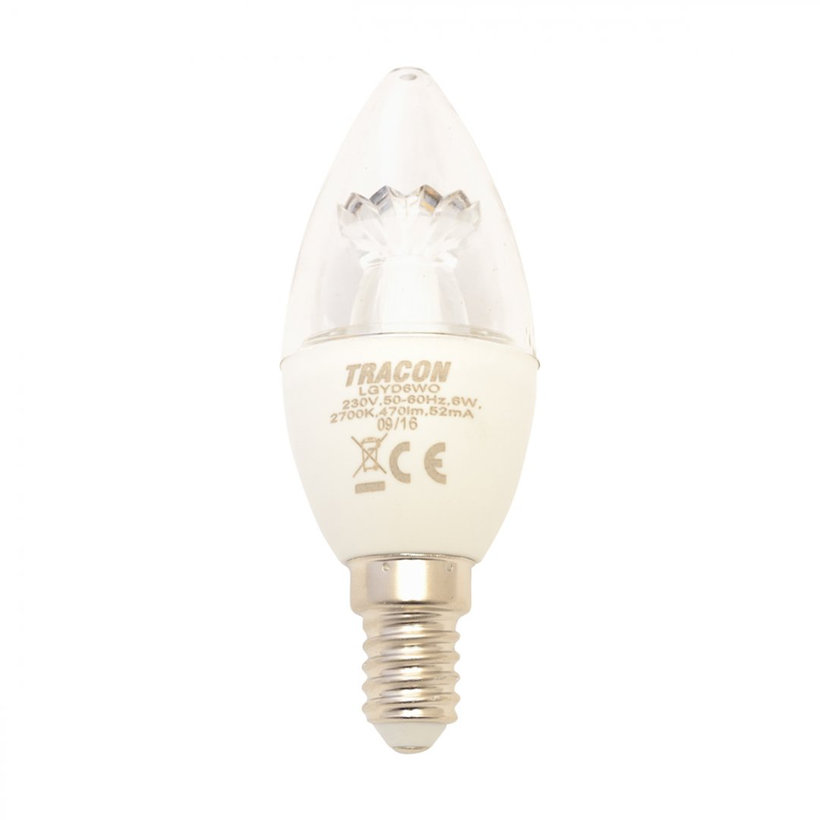 LED žárovka svíčka E14 6W - stmívatelná - neutrální bílá