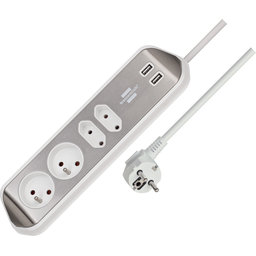 Rohový prodlužovací kabel 4zásuvkový 2 m stříbrný