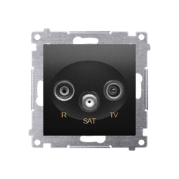 Anténní zásuvka R-TV-SAT koncová - černý matný