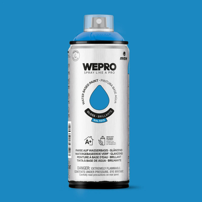 WEPRO Sprej – barva na vodní bázi, lesklá – Surf Blue RAL 5015